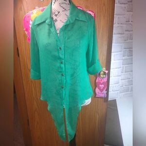 Med Sheer Green Blouse